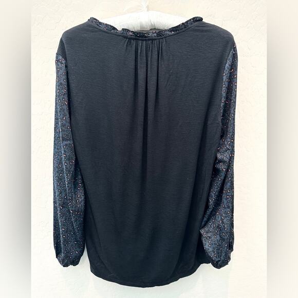 ANTHROPOLOGIE | Dolan Collection Navy Button Front Leopard Blouse | Size Small - Picture 5 of 8